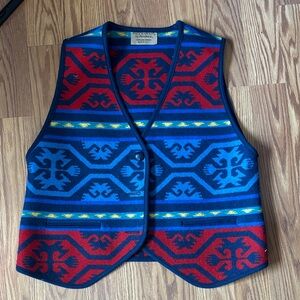VINTAGE Pendleton Red and Blue Vest